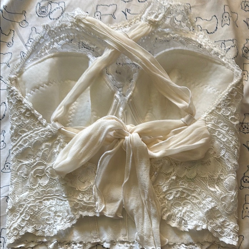 Only Hearts White Lace corset with Satin Finish
